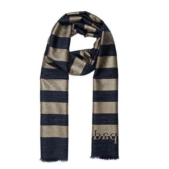 kate spade new york Women's Scarf Logo Awning Stripe Yarn Dye NWT Wool Silk Blue - Picture 3 of 16